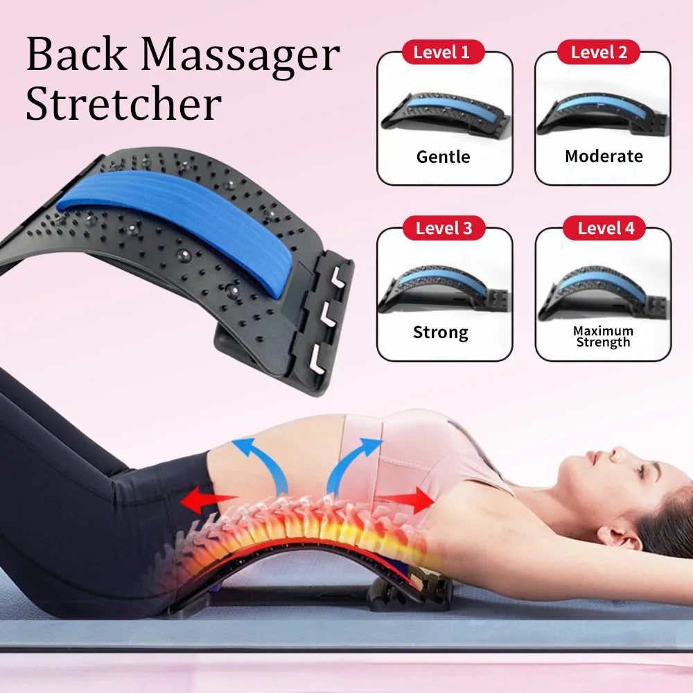 Back Massager Stretcher Magnetic Therapy Lumbar Support for Spine Pain Relief Waist Relaxation Correction Lower Back Traction