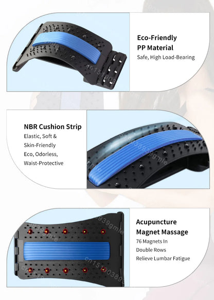 Back Massager Stretcher Magnetic Therapy Lumbar Support for Spine Pain Relief Waist Relaxation Correction Lower Back Traction