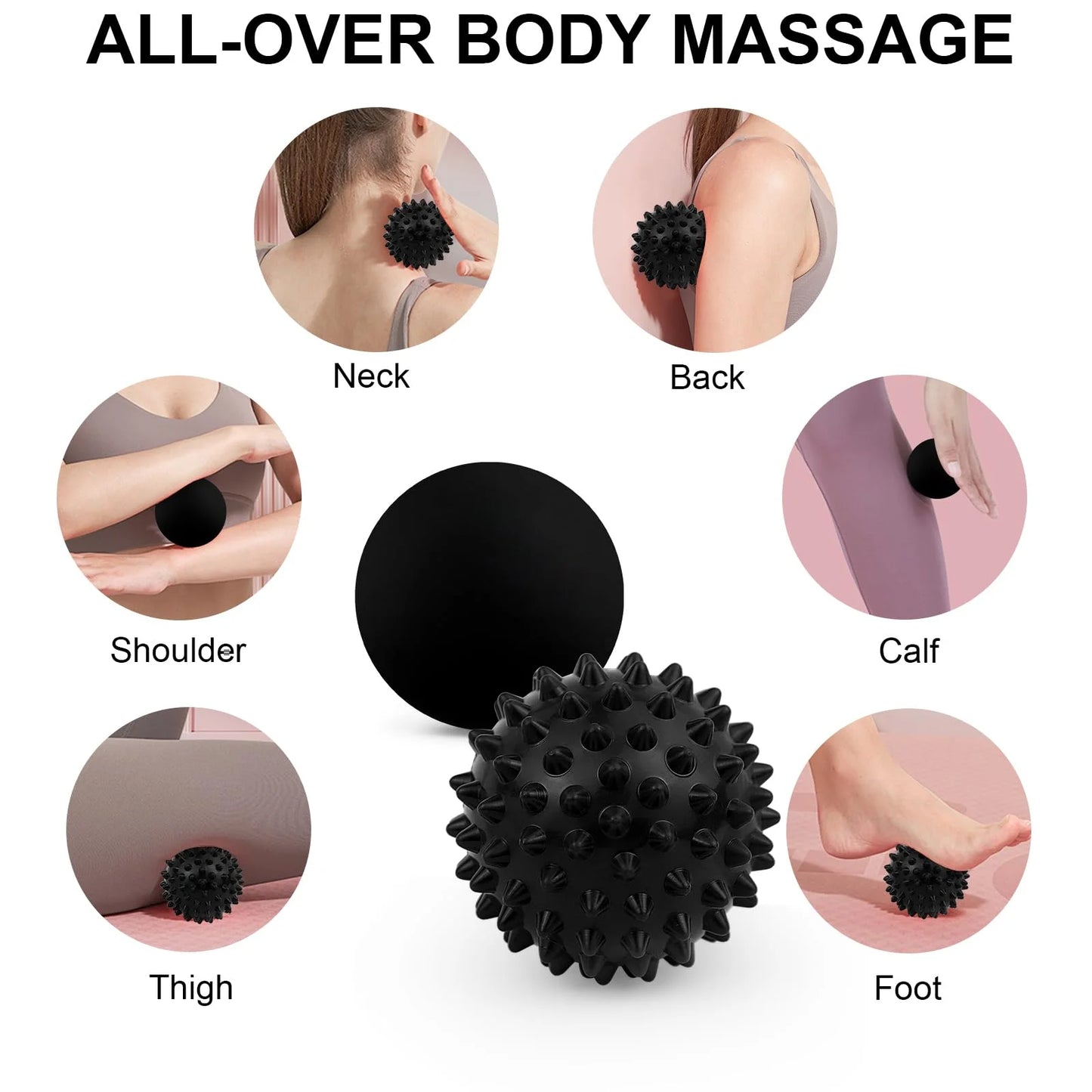 Massage Lacrosse Ball, Spiky Massage Ball, for Deep Tissue, Trigger Point and Myofascial Release, Muscle Knots, and Yoga Therapy