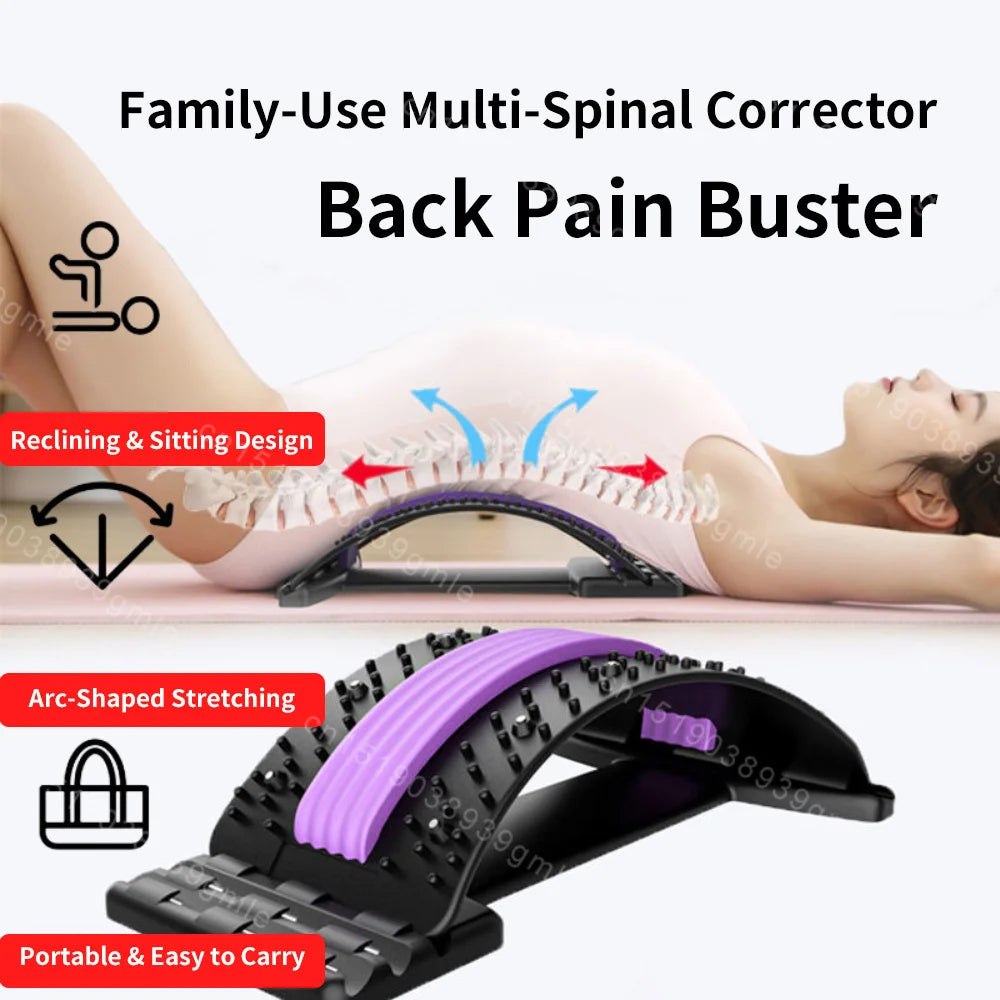 Back Massager Stretcher Magnetic Therapy Lumbar Support for Spine Pain Relief Waist Relaxation Correction Lower Back Traction