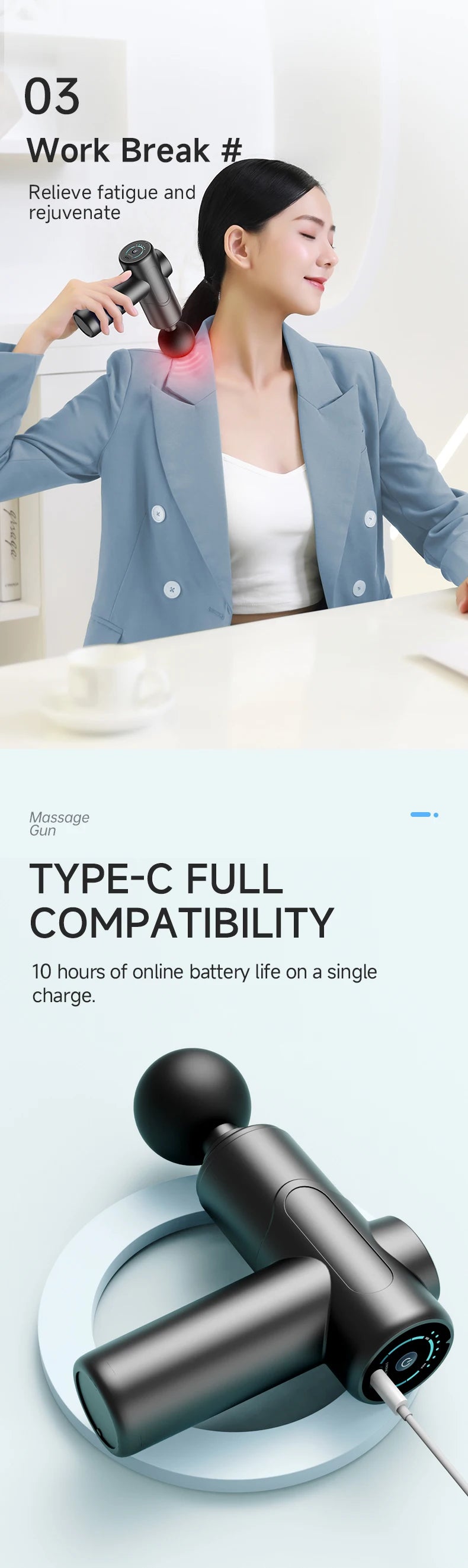 Massage Gun, Deep Tissue Massage for Athletes for Pain Relief, Percussion Massager with 6speeds 4 massge heads